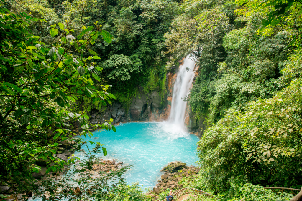 rio celeste waterfall view from the top 